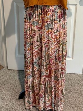 Southwestern Print Tiered Maxi Skirt